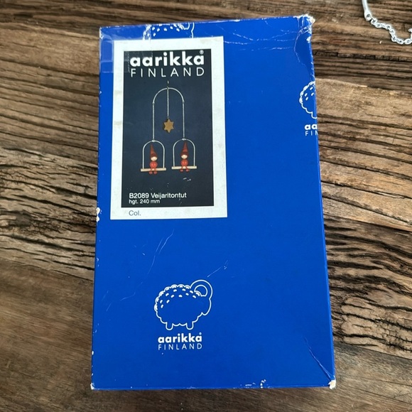 Vintage Aarikka Gnome Christmas Window Mobile ‘Veijaritontut’ with Original Box - Picture 9 of 11